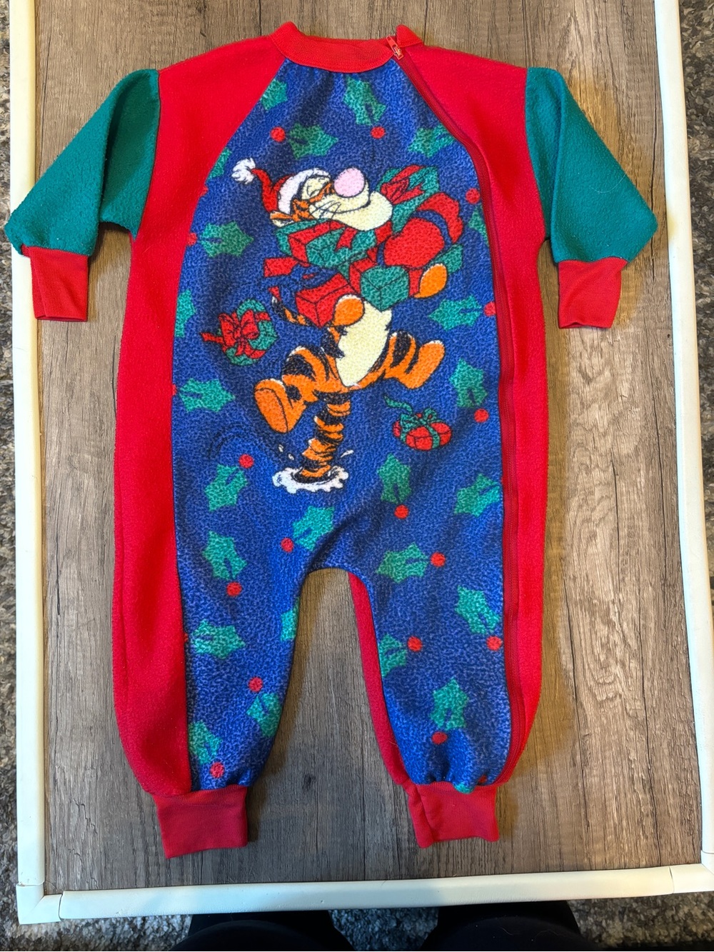 Vintage 90s Y2K Winnie The Pooh Fleece Christmas Pajamas Tigger Zip Toddler 3T